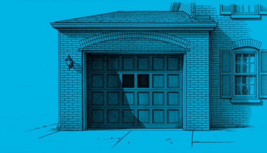 Garage door of house illustration