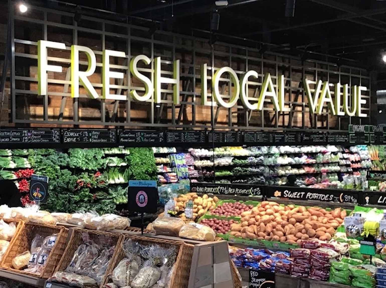 Grocery store produce signage